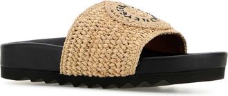 Stella McCartney Womens Raffia Elyse Slippers Naturalblack Flat Shoes