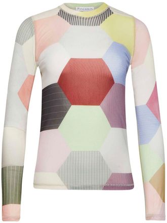 J.W.Anderson T-shirt met patchworkprint - Wit