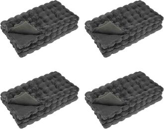 vidaXL Manta De Piel De Conejo Sint&eacute;tica 4 Pcs Gris Oscuro Vidaxl