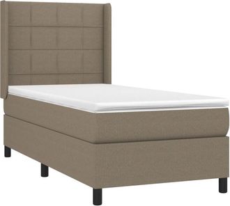vidaXL Cama Box Spring Colch&oacute;n Y Luces Led Tela Gris Taupe 90x200 Cm Vidaxl