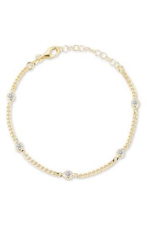 Glaze Jewelry Cubic Zirconia Station Curb Chain Bracelet in Gold at Nordstrom Rack