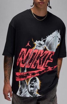 Nike Jordan MJ Reissue Oversize Graphic T-Shirt in Black/Infrared at Nordstrom, Size Large