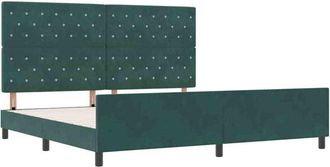 vidaXL Bed Frame with Headboard Dark green 200 x 200 cm Velvet vidaXL