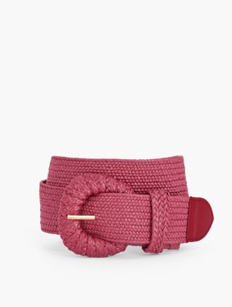Talbots Stretch Woven Raffia Belt - Sangria - Small Talbots