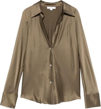 Vince Camicia in seta - Marrone