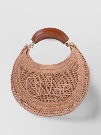 Chlo&eacute; circular top handle woven texture
