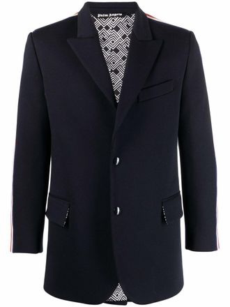 Palm Angels side-stripe track blazer - men - Cotton/Polyester/Viscose - 46 - Blue