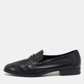 Bally Black Leather Logo Slip On Penny Loafers