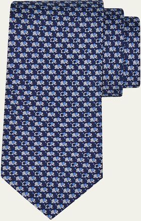 Ferragamo Mens Gancio-Elephant Silk Tie
