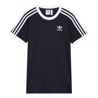 adidas (WMNS) adidas originals 3 Stripes Tee Sports Training Stripe Round Neck Short Sleeve Black T-Shirt GN2900