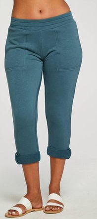 Chaser French Terry Cropped Rolled Hem Jogger In Riviera