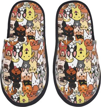 Generic Slipper Cats & Dogs Group Warm Camping Slippers Cozy Cotton Slipper For Women Home Ladies L