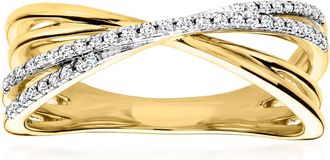 Ross-Simons Diamond Crisscross Ring in 18kt Gold Over Sterling