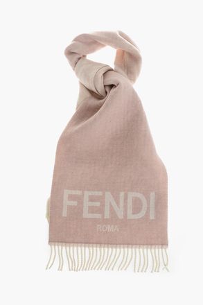 Fendi Sciarpa in Cashmere e Lana Effetto Sfumato con Monogram All-Over e Frange Fendi