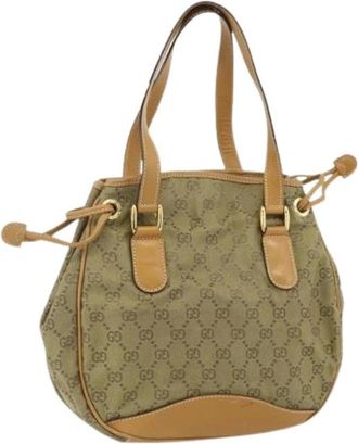 Gucci Pre-owned Handbags, female, Beige, Size: ONE SIZE Pre-owned Vintage GG Canvas Hand Bag