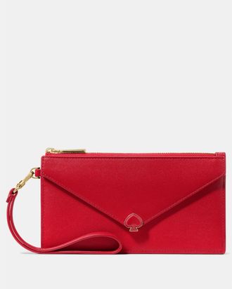 Kate Spade New York Womens Yours Truly Envelope Wristlet - Red Leather - One Size