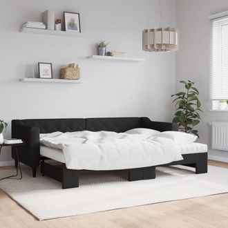 vidaXL Vidaxl - Sof&aacute; Cama Nido Con Colch&oacute;n Tela Negro 80x200 Cm