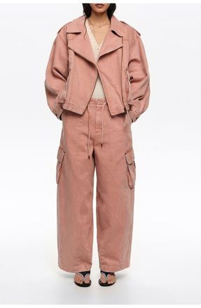 Bimba & Lola Denim double-breasted jacket in Peach at Nordstrom, Size X-Small