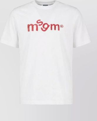 Msgm handwritten logo cotton crew neck tshirt