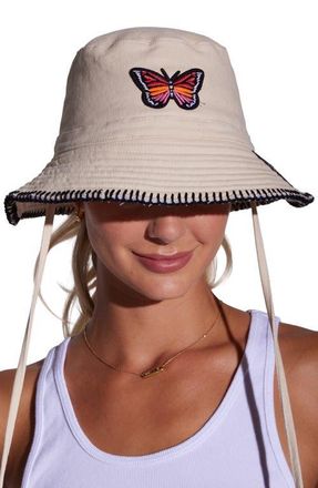Lauren Moshi Aria Color Butterfly Bucket Hat in Natural at Nordstrom