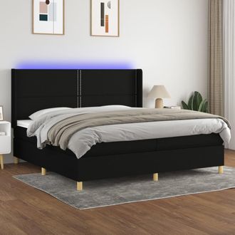 vidaXL Vidaxl - Cama Box Spring Colch&oacute;n Y Luces Led Tela Negro 200x200 Cm