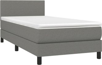 vidaXL Vidaxl - Cama Box Spring Con Colch&oacute;n Y Led Tela Gris Oscuro 90x200 Cm