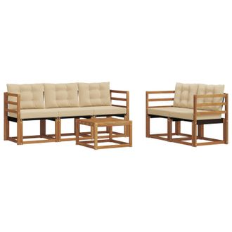 vidaXL Conjunto De Sof&aacute;s De Exterior Con Coj&iacute;n 6 Pcs Natural Y Beige Vidaxl
