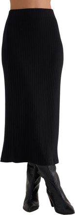 Bella Dahl Rib Knit Midi Skirt in Black at Nordstrom, Size Medium