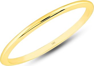 MAX + STONE 14k Yellow, White or Rose Gold 1MM Thin Wedding Band Dainty Stacking Ring