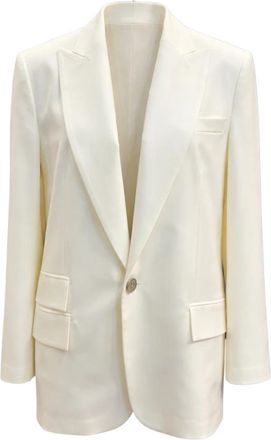 Simona Corsellini Blazer Monopetto con Bottone Particolare - Dames - Blazers - Wit - L - Jassen