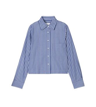 Closed Womens Cropped Classic Shirt In Blue