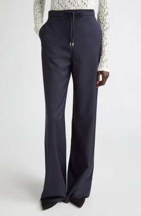 Max Mara Berard Virgin Wool Drawstring Pants in Navy at Nordstrom, Size 10