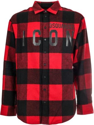 Dsquared2 Camicia Shirt - Heren - Casual Overhemden - Rood - S - Wol - Overhemden
