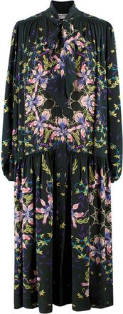 Givenchy Dark Green Floral-print Dress Size XS
