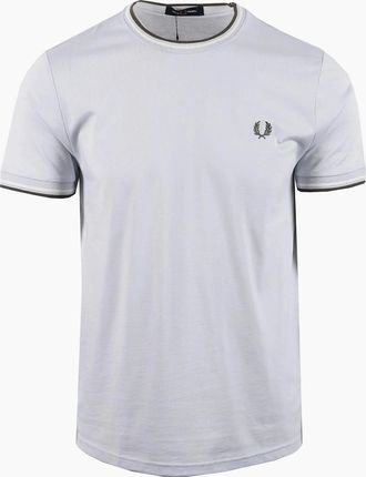 Fred Perry Mens FRED PERRY TWIN TIPPED T-SHIRT DUSKY BLUE/ECRU/LAUREL WREATH - White - Size: 42