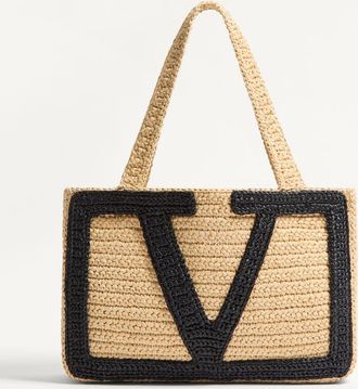 Valentino Garavani Valentino Garavani Viva Superstar Medium Shopping Bag In Raffia Wo