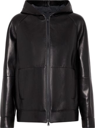 Brunello Cucinelli hooded leather jacket - women - Leather - 42 - Black