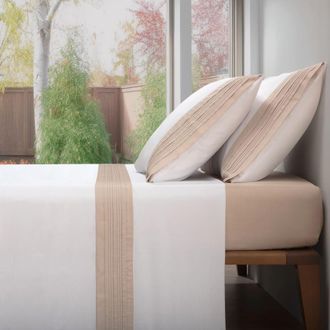 Casa da Laura S&aacute;banas 100% algod&oacute;n 200 hilos marr&oacute;n cama 150/160 1 almohada 45 x