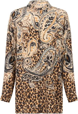 Etro Gedrukte Zijde Blouse - Dames - Overhemden - Veelkleurig - M - Overhemden