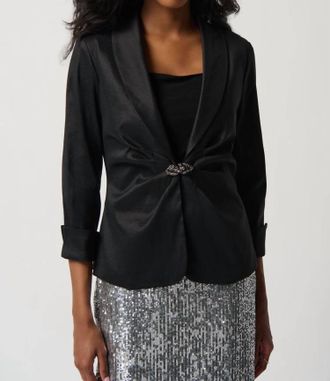 Joseph Ribkoff Taffeta Fitted Blazer W/ Shawl Collar In Black
