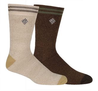 Columbia Mens Medium Weight Thermal Casual Sock, Brown2, 10-13 (Shoe Size 6-12 US (Pack of 2)