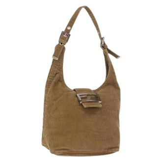 Fendi Pre-owned Shoulder Bags, female, Brown, Size: ONE SIZE Pre-owned Vintage Corduroy Shoulder Bag