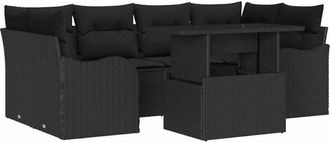 vidaXL Vidaxl - Conjunto de sofá de jardín Manual 7 pcs Negro 100 x 55 x 73 cm