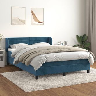 vidaXL Cama Box Spring Con Colch&oacute;n Terciopelo Azul Oscuro 140x190 Cm Vidaxl