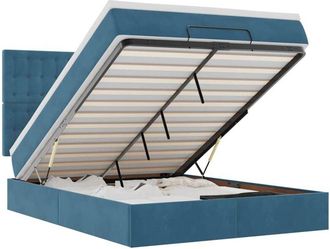 vidaXL Estructura De Cama Otomana Con Colchones Azul Oscuro 140x200 Cm Vidaxl