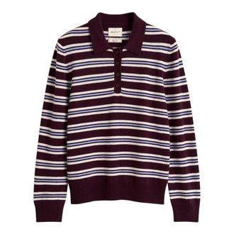 GANT Superfine Lambswool Striped Rugger - - Tops - Uomo - Viola - XL
