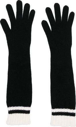 Alberta Ferretti ribbed-knit long-length gloves - women - Cashmere/Virgin Wool - S - Black