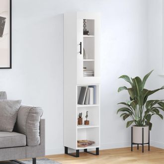 vidaXL Vidaxl - Aparador Alto Madera Contrachapada Blanco 34,5x34x180 Cm