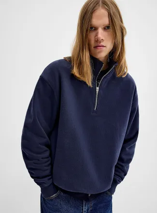 Djab Mens Heavy fleece quarter-zip sweatshirt DJAB 101 Relaxed fit