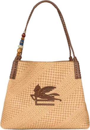 Etro Libra Large Raffia Tote - Dames - Schoudertassen - Beige - ONE Size - Katoen - Tassen